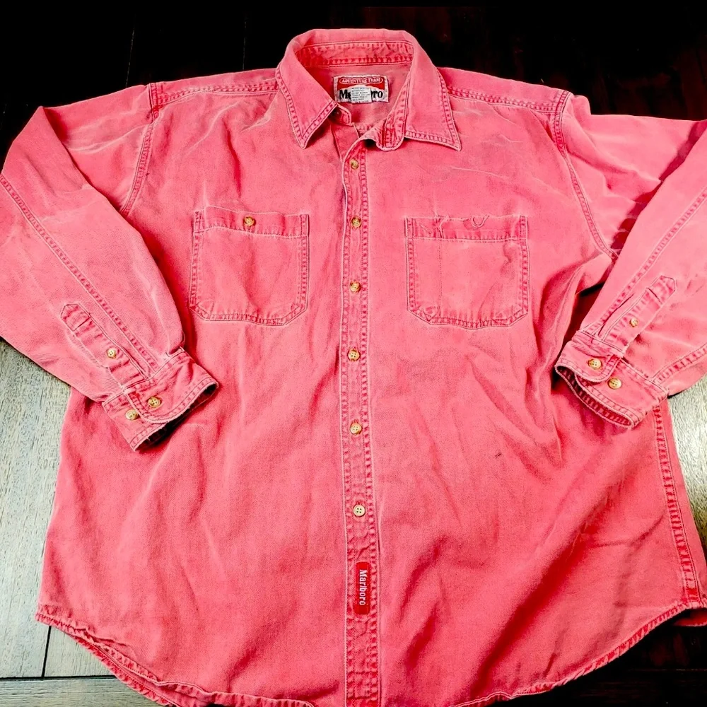 Marlboro | Shirts | Vintage Mens Marlboro Faded Red Button Down